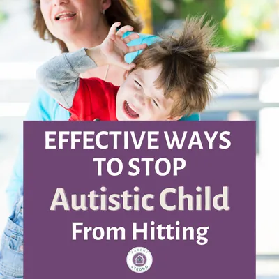 A child having a meltdown with her mom at the back and a text overlay that reads as Effective Ways to Stop Autistic Child From Hitting .