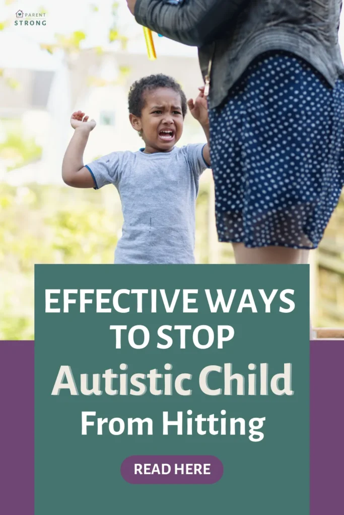 A child crying with her mom and a text overlay that reads as Effective Ways to Stop Autistic Child From Hitting.