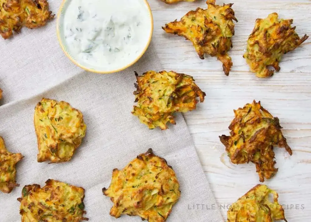 Zucchini fritters on parchment paper