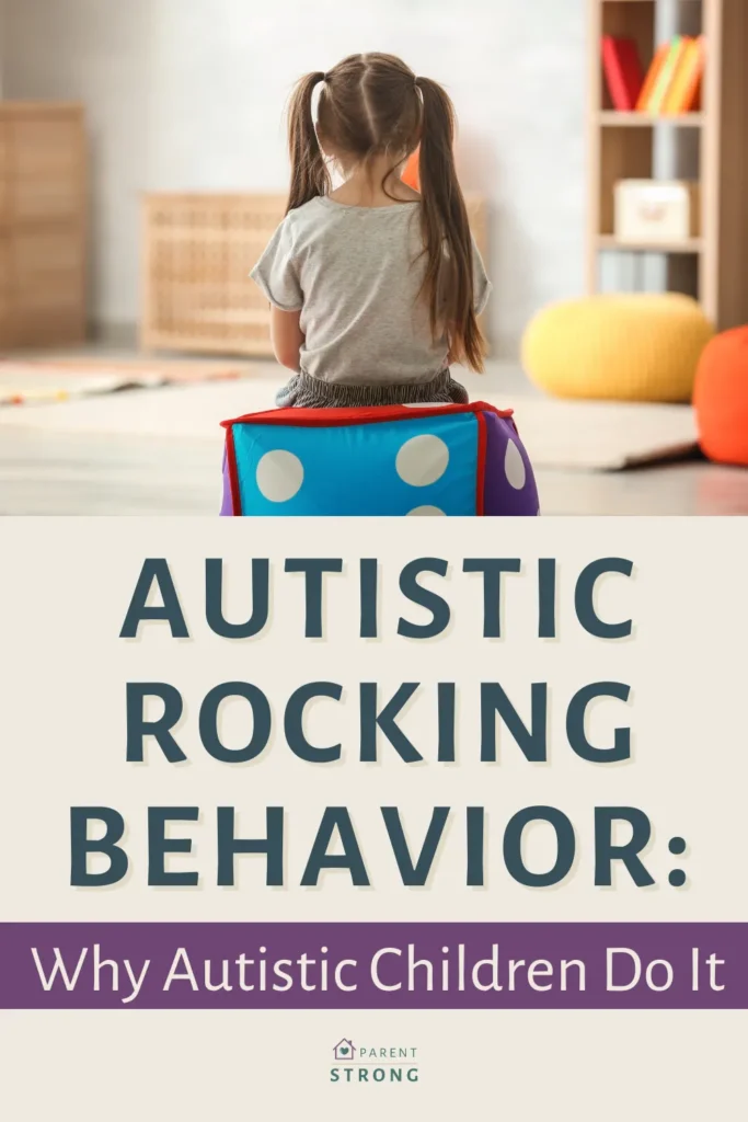 A girl sitting on a toy with a text overlay that reads as Austistic Rocking Behavior Why Autistic Children Do It