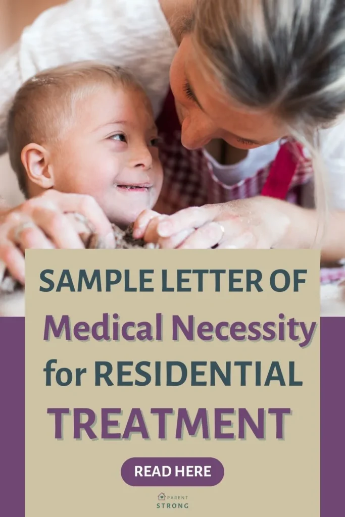 A woman and a child playing with flour with atext overlay that reads as Sample Letter of Medical Necessity for Residential Treatment.