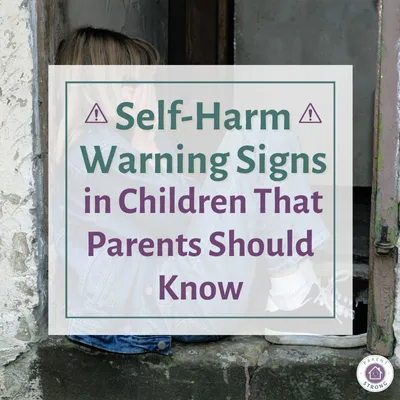 A child in a doorwaya child in a doorway with atext overlay that reads as Self-Harm Warning Signs in Children That Parents Should Know.