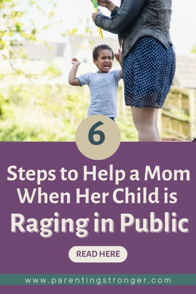 A child having atantrum in public and hitting his mom with a words 6 Steps to Help a Mom When Her Child is Raging in Public.