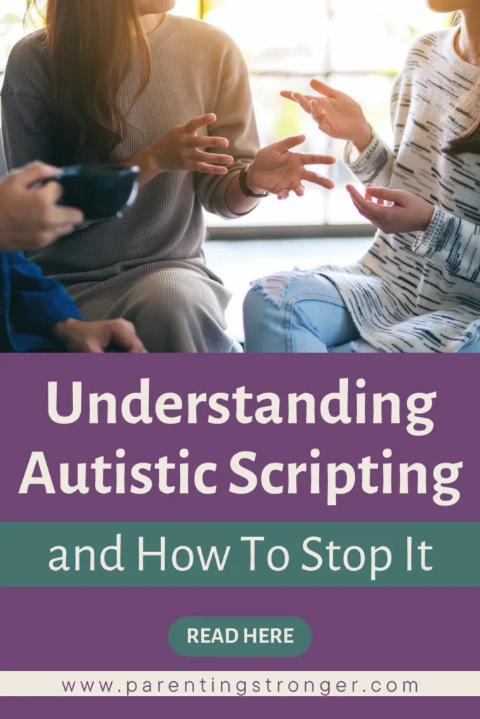 A group of people talking with words Understanding Autistic Scripting and How To Stop It.